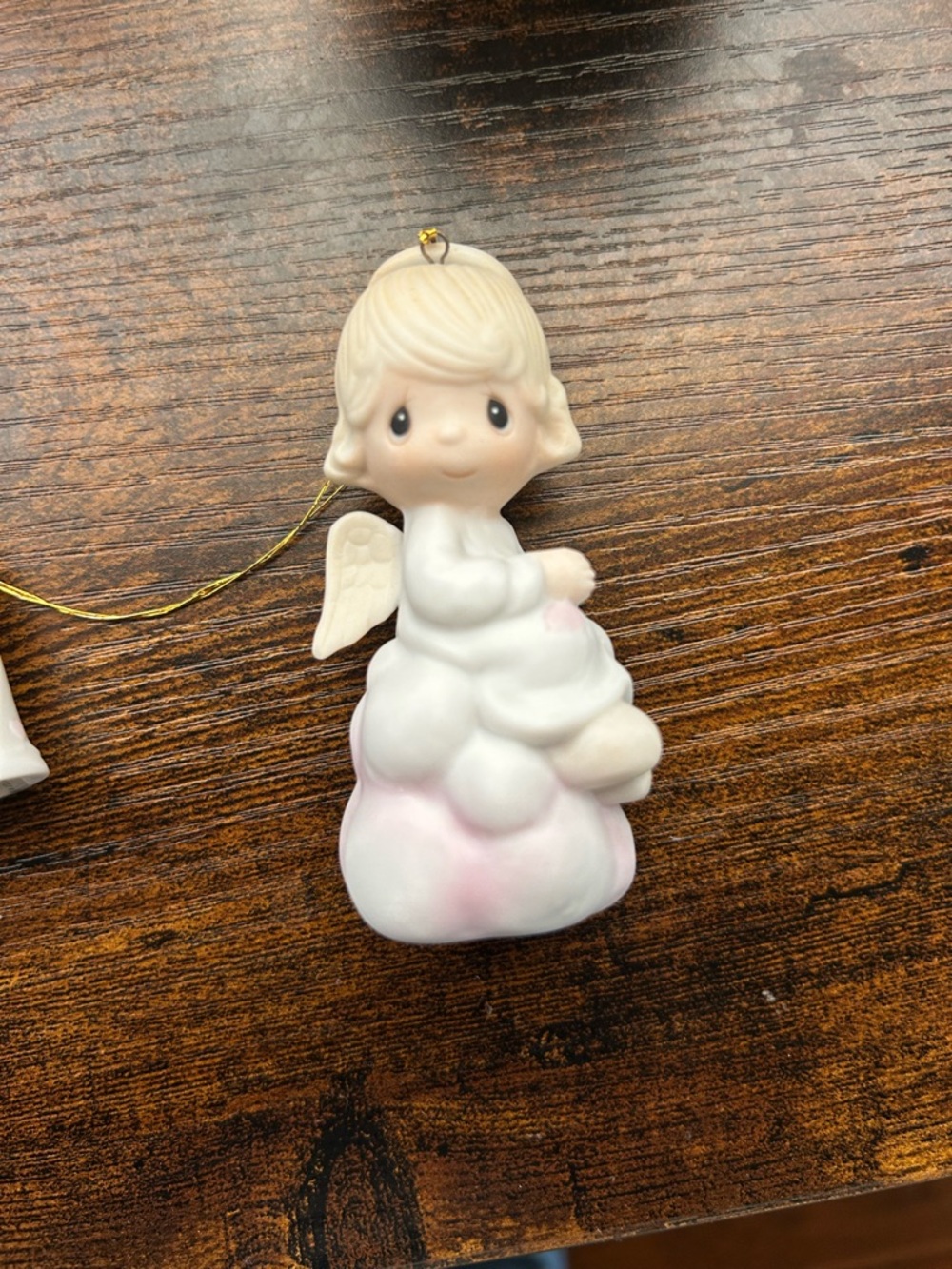 Precious Moments Pink and White Angel Ornament